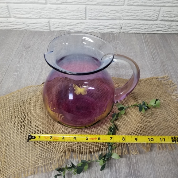 Purple ombre pitcher w/ gold butterflies - Picture 11 of 12